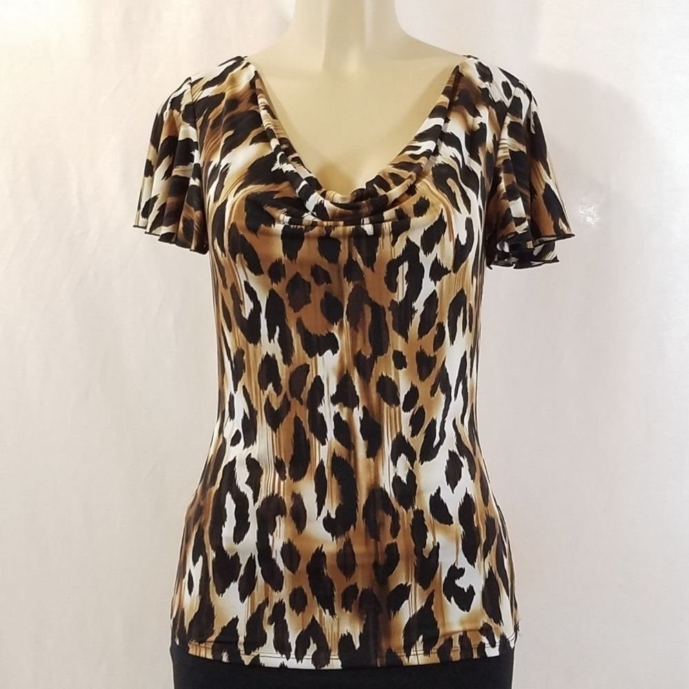 Grace elements cat print knit blouse
